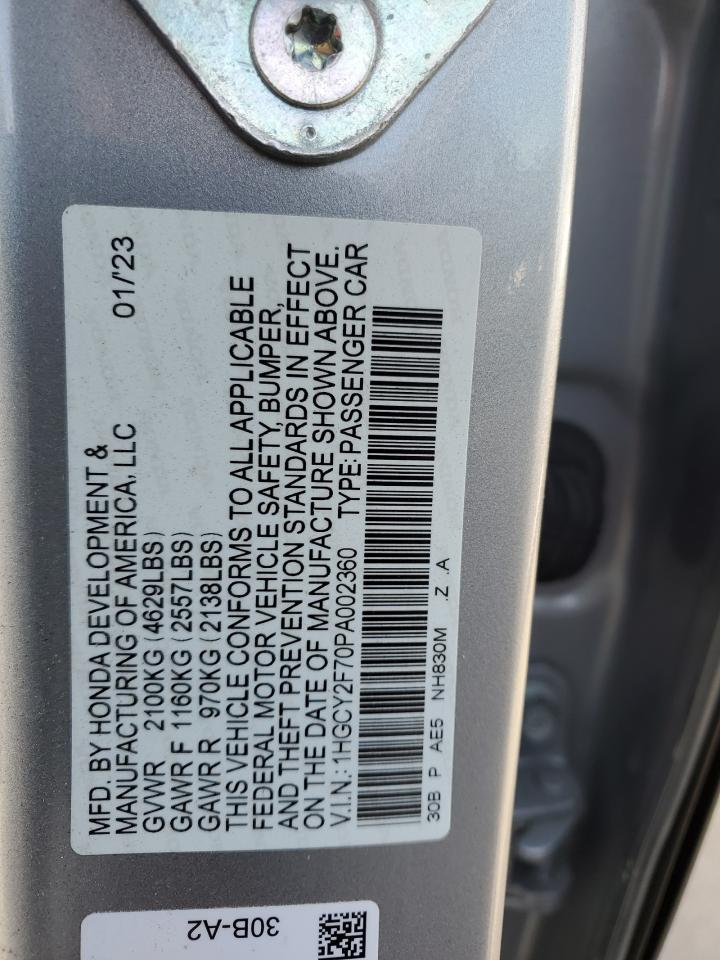 Photo 12 VIN: 1HGCY2F70PA002360 - HONDA ACCORD 