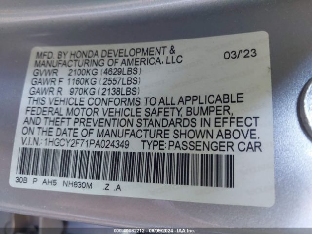 Photo 8 VIN: 1HGCY2F71PA024349 - HONDA ACCORD 