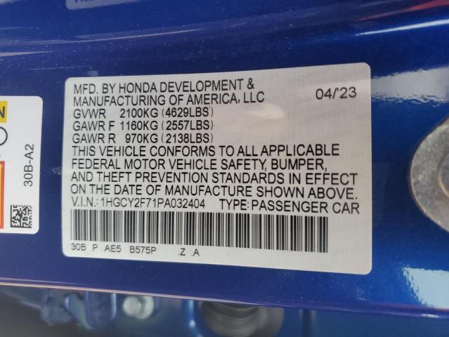 Photo 12 VIN: 1HGCY2F71PA032404 - HONDA ACCORD 