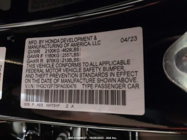 Photo 8 VIN: 1HGCY2F75PA030476 - HONDA ACCORD 