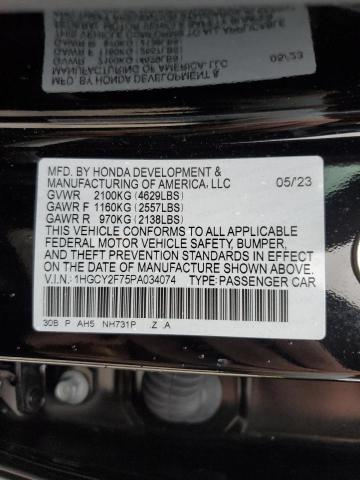 Photo 12 VIN: 1HGCY2F75PA034074 - HONDA ACCORD 