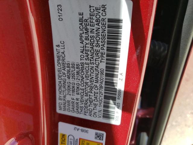 Photo 11 VIN: 1HGCY2F78PA001960 - HONDA ACCORD HYB 