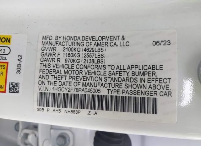 Photo 8 VIN: 1HGCY2F78PA045005 - HONDA ACCORD 