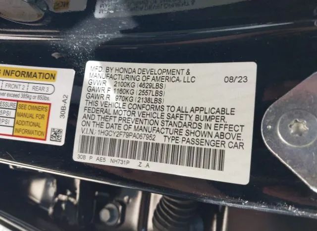 Photo 8 VIN: 1HGCY2F79PA067952 - HONDA ACCORD 