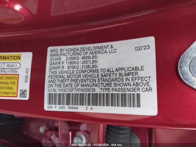 Photo 8 VIN: 1HGCY2F7XPA009039 - HONDA ACCORD 