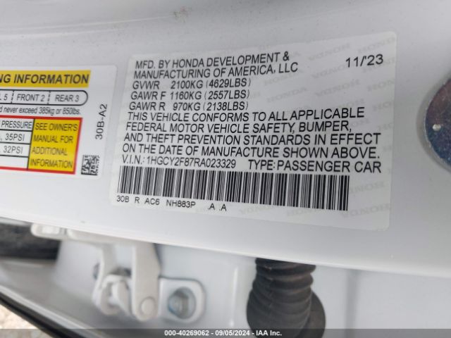 Photo 8 VIN: 1HGCY2F87RA023329 - HONDA ACCORD 