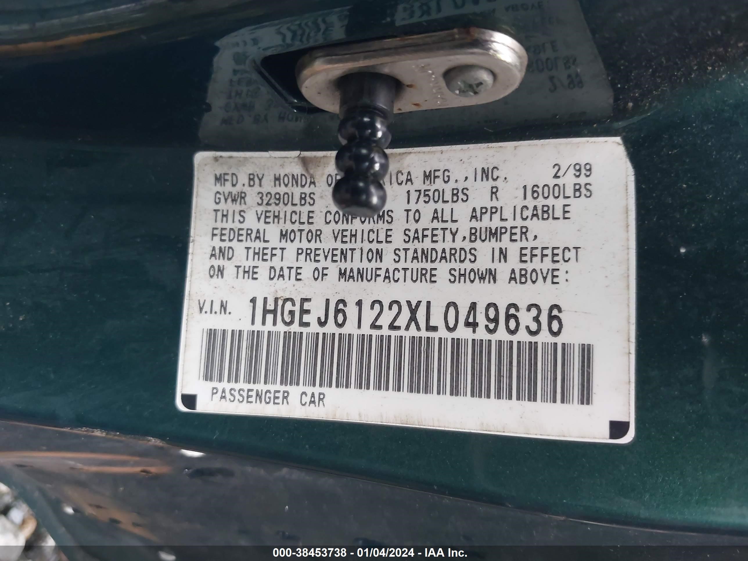 Photo 8 VIN: 1HGEJ6122XL049636 - HONDA CIVIC 