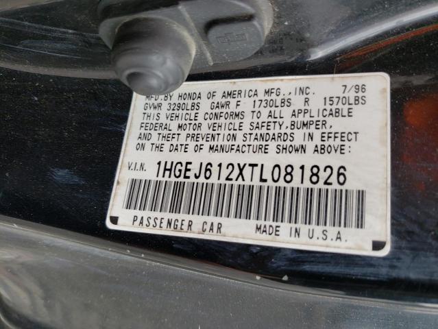 Photo 9 VIN: 1HGEJ612XTL081826 - HONDA CIVIC DX 