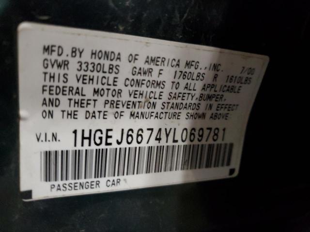 Photo 11 VIN: 1HGEJ6674YL069781 - HONDA CIVIC 