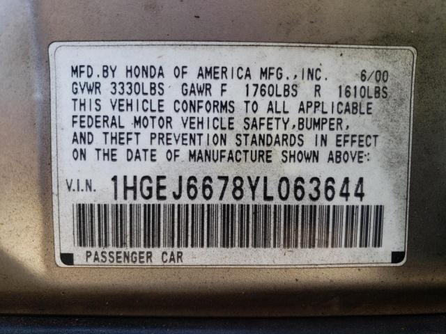 Photo 11 VIN: 1HGEJ6678YL063644 - HONDA CIVIC LX 