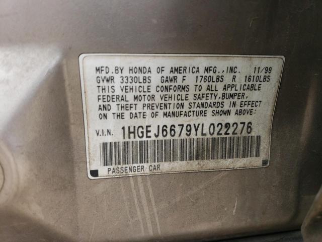 Photo 11 VIN: 1HGEJ6679YL022276 - HONDA CIVIC LX 