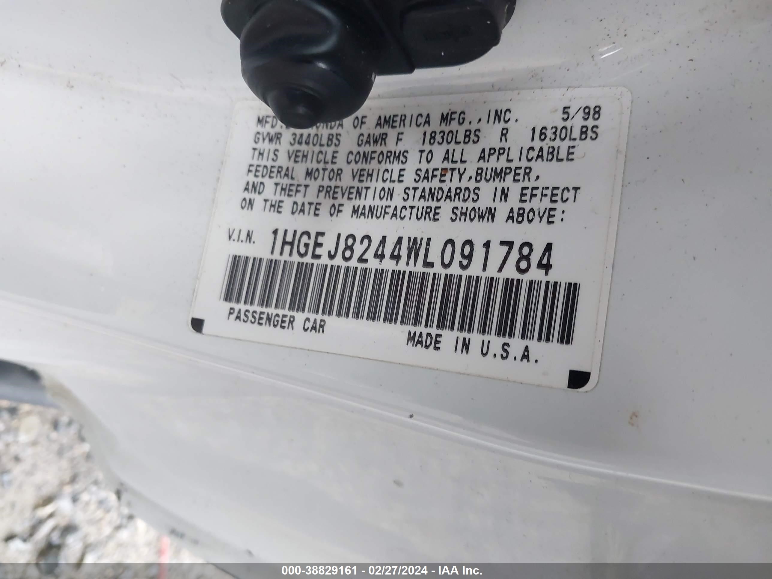 Photo 8 VIN: 1HGEJ8244WL091784 - HONDA CIVIC 