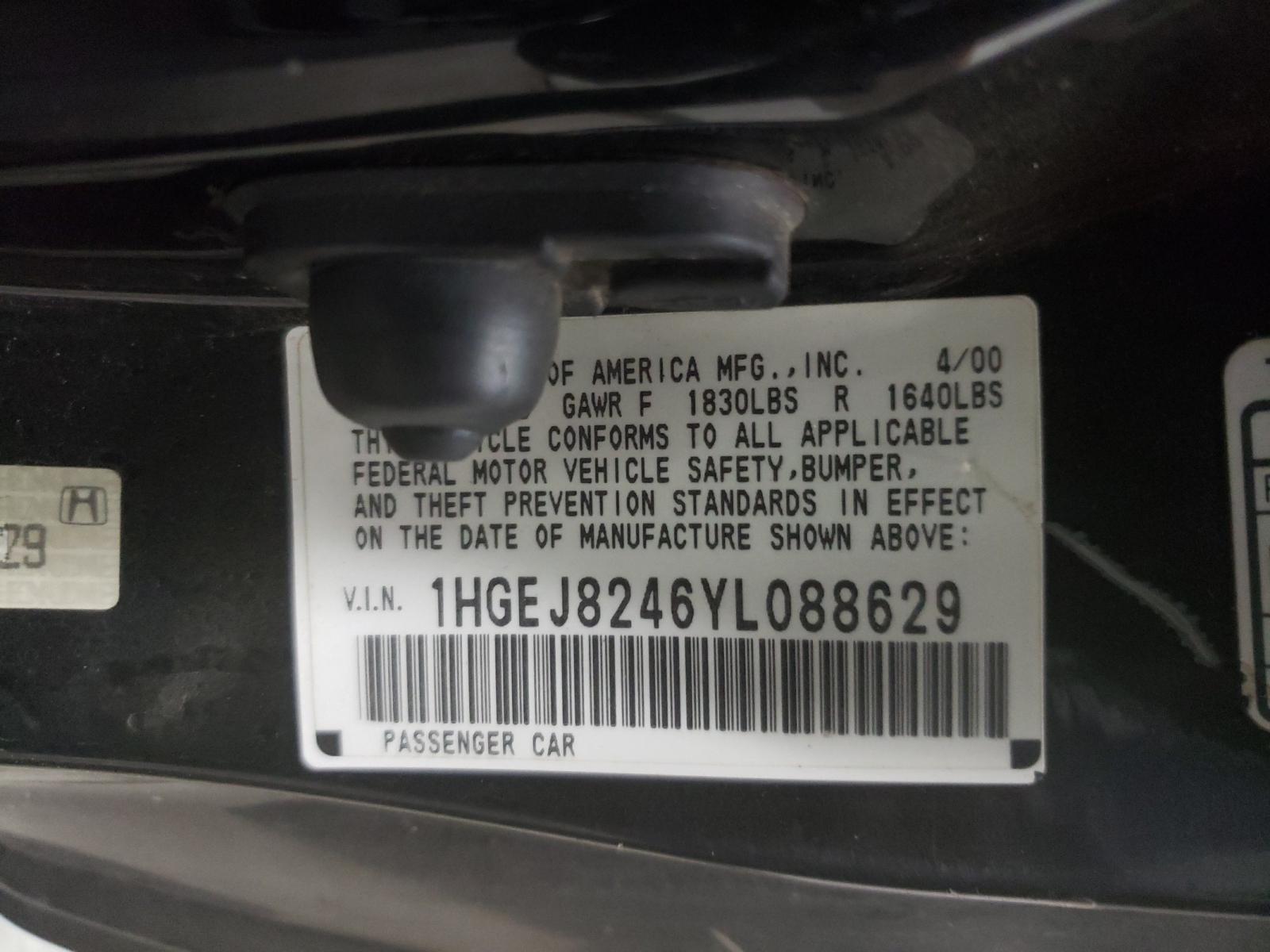 Photo 9 VIN: 1HGEJ8246YL088629 - HONDA CIVIC EX 