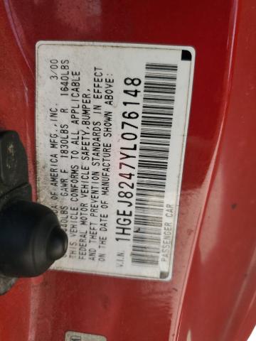 Photo 11 VIN: 1HGEJ8247YL076148 - HONDA CIVIC EX 