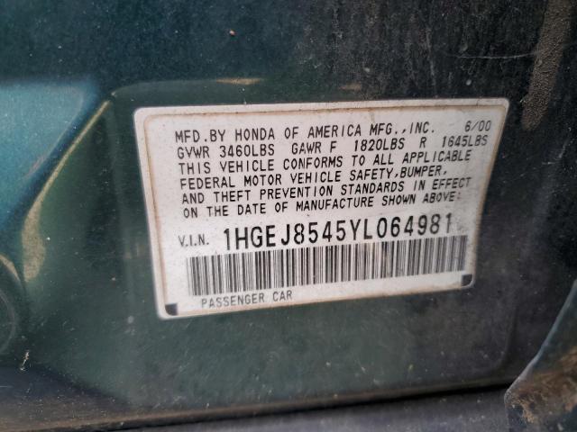 Photo 11 VIN: 1HGEJ8545YL064981 - HONDA CIVIC EX 