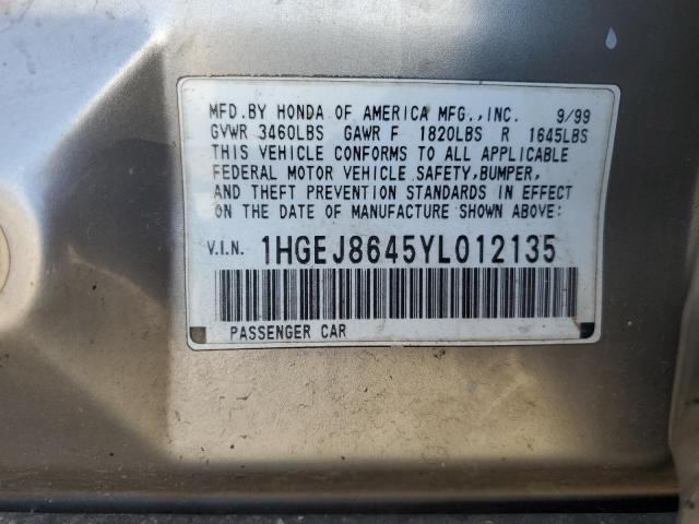 Photo 12 VIN: 1HGEJ8645YL012135 - HONDA CIVIC 