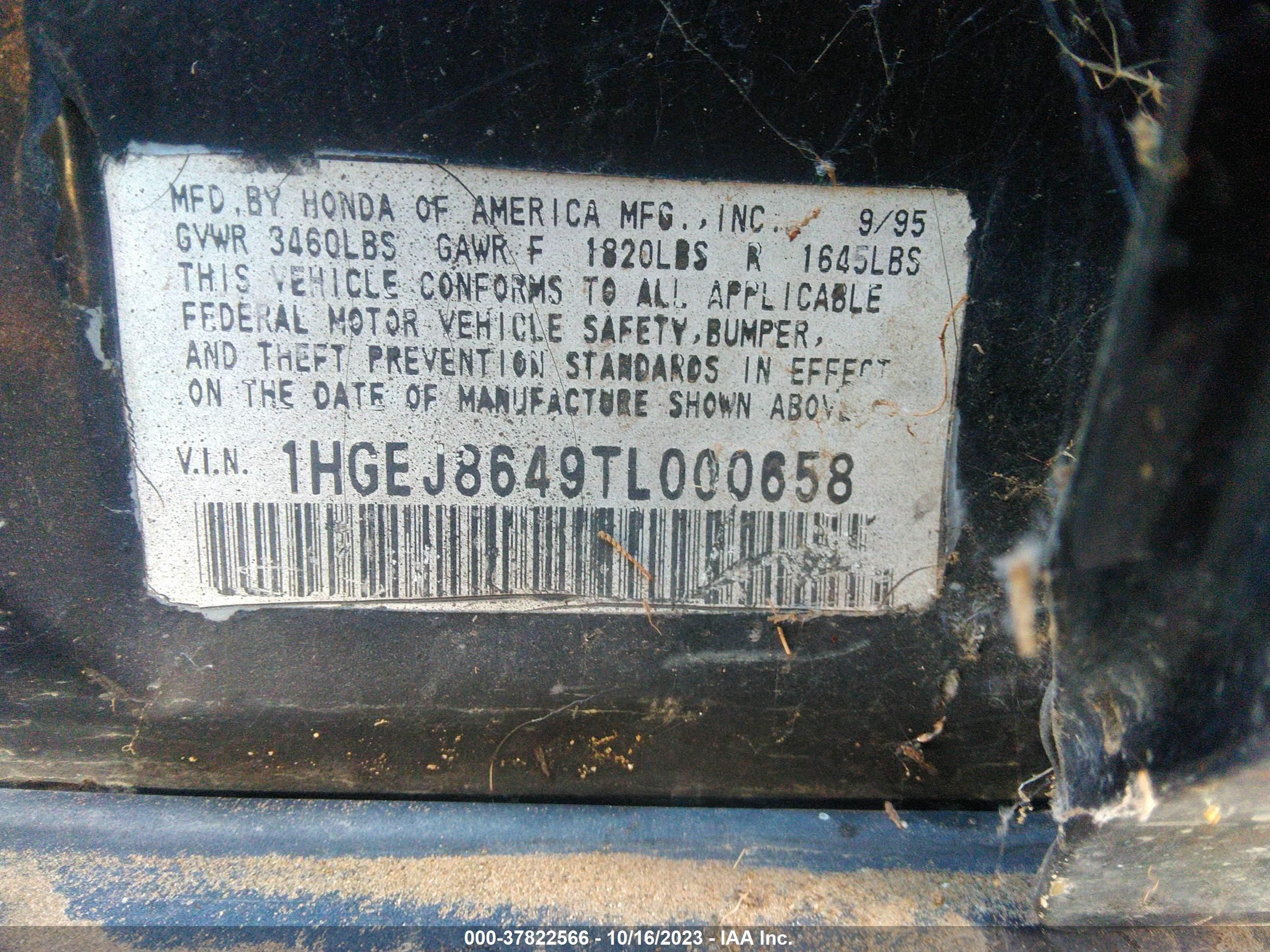 Photo 8 VIN: 1HGEJ8649TL000658 - HONDA CIVIC 