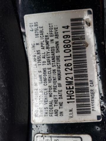 Photo 12 VIN: 1HGEM21261L080914 - HONDA CIVIC DX 