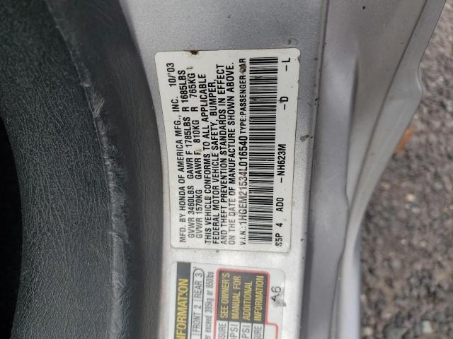 Photo 11 VIN: 1HGEM21534L016540 - HONDA CIVIC LX 