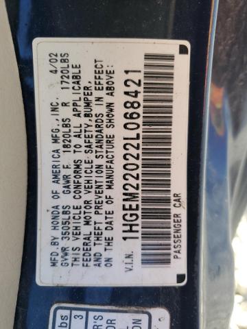 Photo 12 VIN: 1HGEM22022L068421 - HONDA CIVIC 