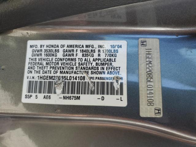 Photo 11 VIN: 1HGEM22085L014108 - HONDA CIVIC EX 