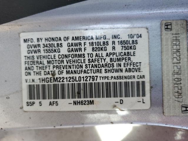 Photo 12 VIN: 1HGEM22125L012797 - HONDA CIVIC DX V 