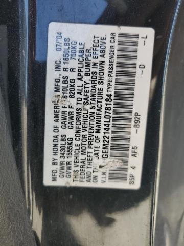 Photo 11 VIN: 1HGEM22144L078184 - HONDA CIVIC DX V 