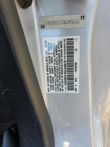 Photo 9 VIN: 1HGEM22155L045616 - HONDA CIVIC DX V 