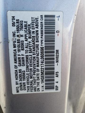 Photo 11 VIN: 1HGEM22174L060696 - HONDA CIVIC 