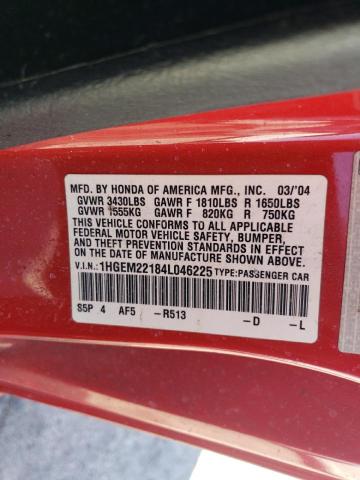 Photo 11 VIN: 1HGEM22184L046225 - HONDA CIVIC DX V 