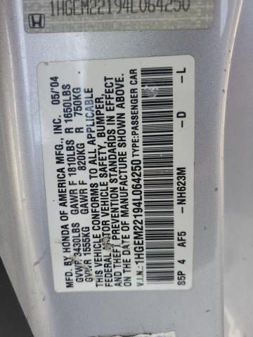 Photo 11 VIN: 1HGEM22194L064250 - HONDA CIVIC DX V 