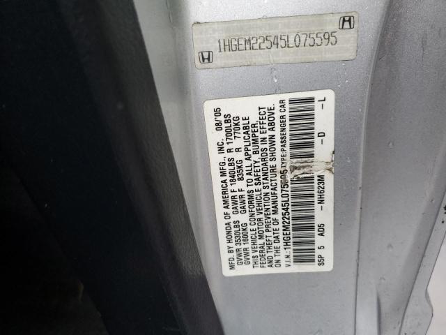 Photo 11 VIN: 1HGEM22545L075595 - HONDA CIVIC LX 