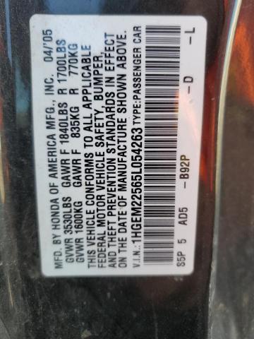 Photo 12 VIN: 1HGEM22565L054263 - HONDA CIVIC LX 