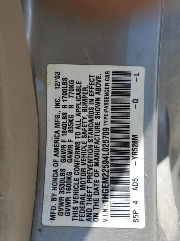 Photo 11 VIN: 1HGEM22594L025709 - HONDA CIVIC LX 