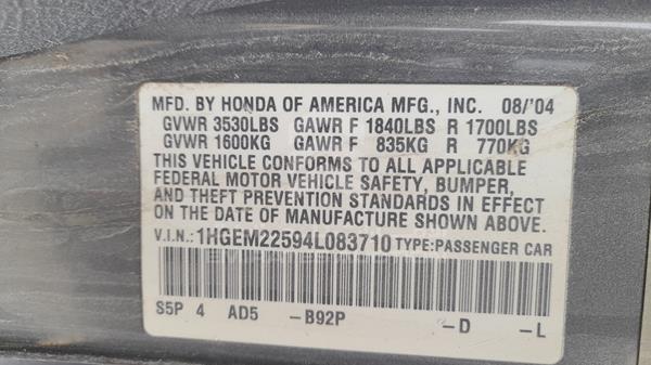 Photo 1 VIN: 1HGEM22594L083710 - HONDA CIVIC 