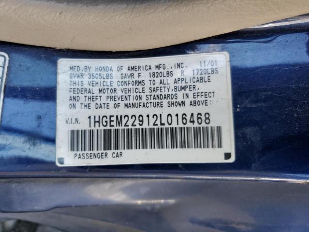 Photo 11 VIN: 1HGEM22912L016468 - HONDA CIVIC 