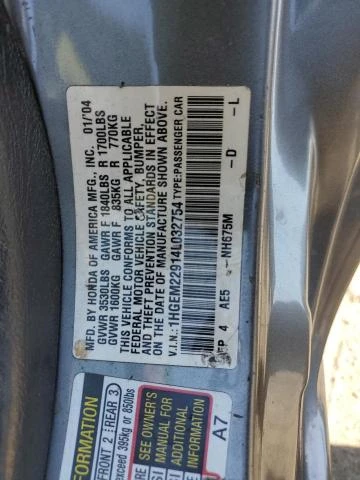 Photo 11 VIN: 1HGEM22914L032754 - HONDA CIVIC EX 