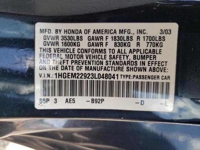 Photo 11 VIN: 1HGEM22923L048041 - HONDA CIVIC 