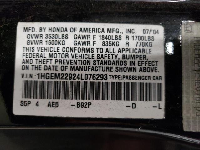 Photo 11 VIN: 1HGEM22924L076293 - HONDA CIVIC EX 