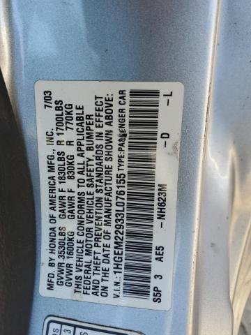 Photo 11 VIN: 1HGEM22933L076155 - HONDA CIVIC 