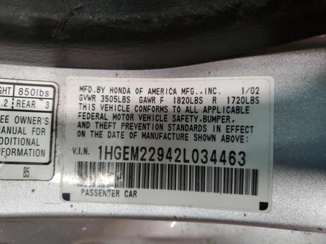 Photo 11 VIN: 1HGEM22942L034463 - HONDA CIVIC EX 