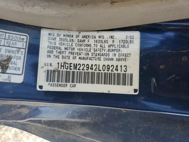 Photo 11 VIN: 1HGEM22942L092413 - HONDA CIVIC EX 