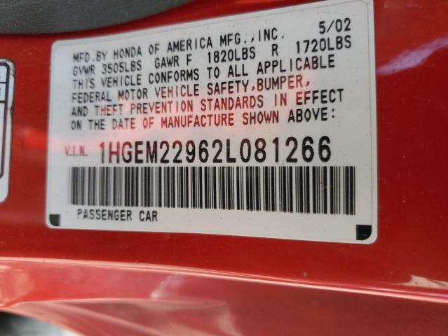 Photo 11 VIN: 1HGEM22962L081266 - HONDA CIVIC 