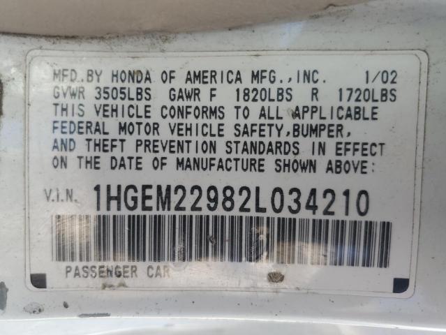 Photo 11 VIN: 1HGEM22982L034210 - HONDA CIVIC EX 