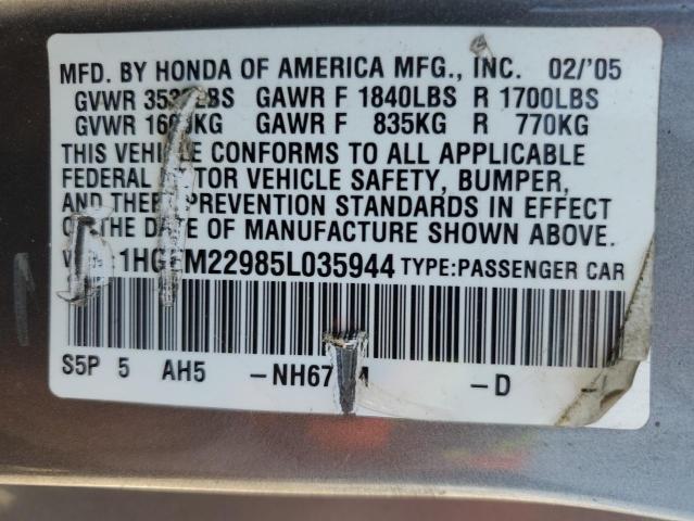 Photo 11 VIN: 1HGEM22985L035944 - HONDA CIVIC EX 