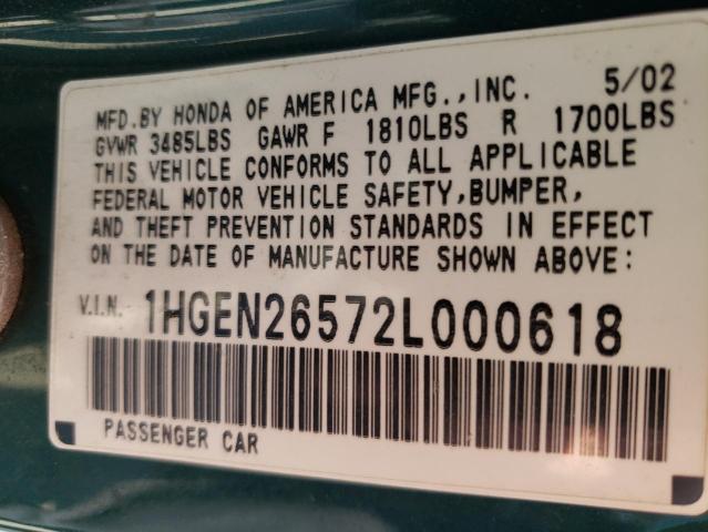 Photo 9 VIN: 1HGEN26572L000618 - HONDA CIVIC GX 