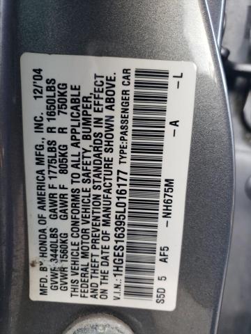 Photo 12 VIN: 1HGES16395L016177 - HONDA CIVIC 