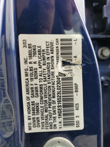 Photo 11 VIN: 1HGES16523L023048 - HONDA CIVIC 