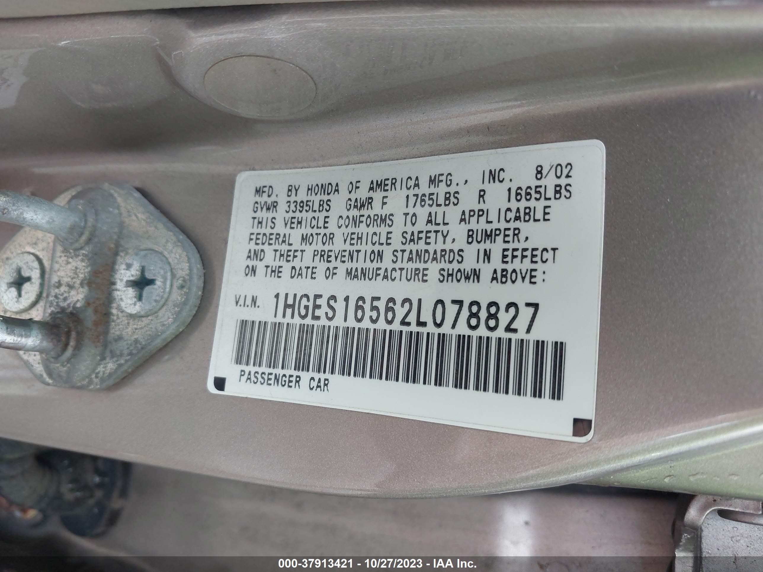 Photo 8 VIN: 1HGES16562L078827 - HONDA CIVIC 