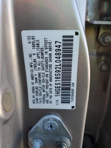 Photo 12 VIN: 1HGES16592L048947 - HONDA CIVIC LX 